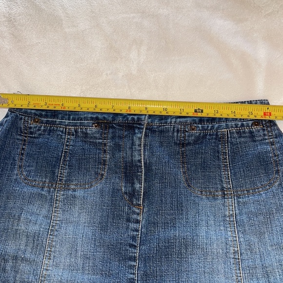 Ann Taylor Loft Stretch Denim Mini Skirt With Hidden Pockets & Pleats Size 8 - Picture 5 of 8